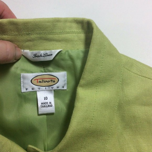 Talbots Womens Size 10 Petite Green Irish Linen - Picture 5 of 6